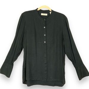 Lands’ End Canvas popover black blouse size 14